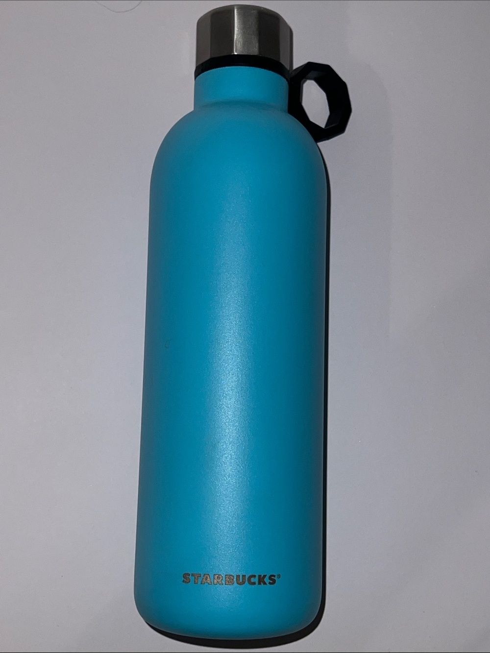 Starbucks Aqua Blue Stainless Steel Flask Water Bottle w/ Carrying Handle 20 oz